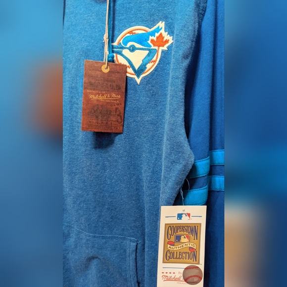 TORONTO BLUE JAYS MLB MITCHELL & NESS ROYAL BLUE LIGHTWEIGHT HOODIE - New! - Picture 4 of 4